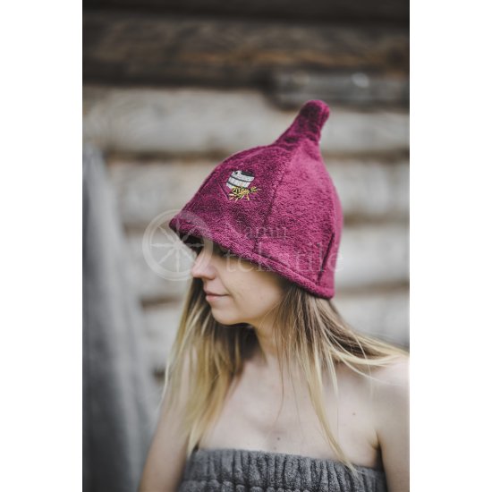 Cotton sauna hat ,,Wine red"